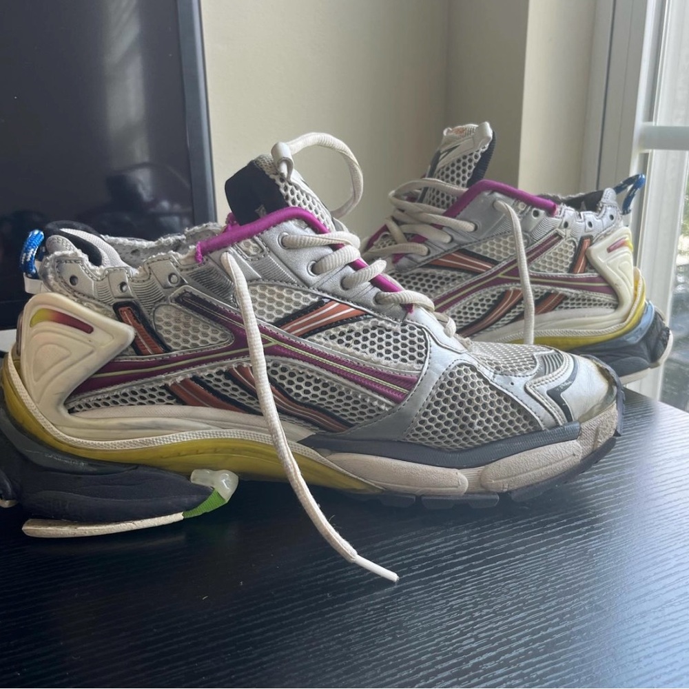 Balenciaga Gray and Purple Sneakers with Breathable Mesh
